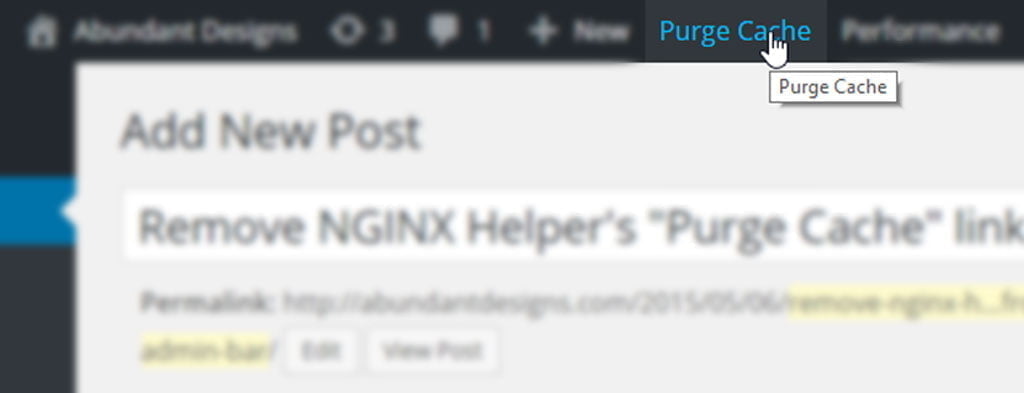 Remove the NGINX Helper “Purge Cache” link from Admin Bar